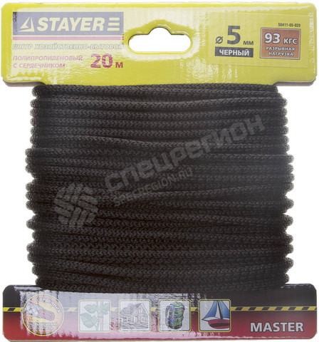 Фотография Шнур 50411-05-020 STAYER "MASTER" хозяйственно-бытовой, полипропиленовый, вязанный, с сердечником, ч