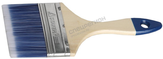 Фотография Кисть 01032-100 плоская STAYER "AQUA-STANDARD", искусственная щетина, деревянная ручка, 100мм