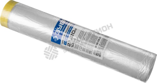 Фотография Пленка ЗУБР "ПРОФЕССИОНАЛ" защитная с клейкой лентой, HDPE, 10мкм, 2,1х20м 12250-210-20