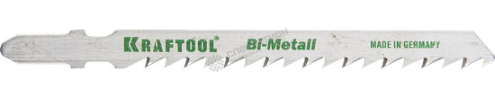 Фотография Пилки для электролобзика Kraftool 159520-4  Bi-Metall, по дереву, фанере, быстрый рез, EU-хвост., шаг 4мм, 75мм, 2шт