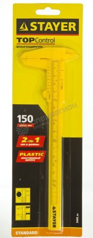 Фотография Штангенциркуль STAYER "STANDARD" пластмассовый, 150 мм 3440_z01